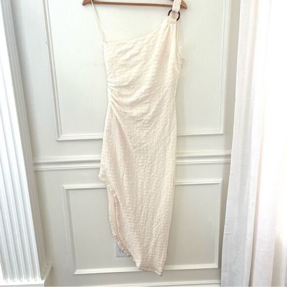 Revolve Likely Harley One Shoulder Asymmetrical Dress in Cream Size 10 NWT - Picture 3 of 11